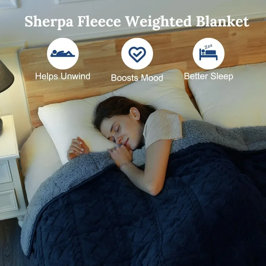 Sherpa Fleece Adult Weighted Blanket Ideal for Sleep and Relaxation 20 lbs DualSided Soft Fuzzy Heavy Blanket Perfect for Couch