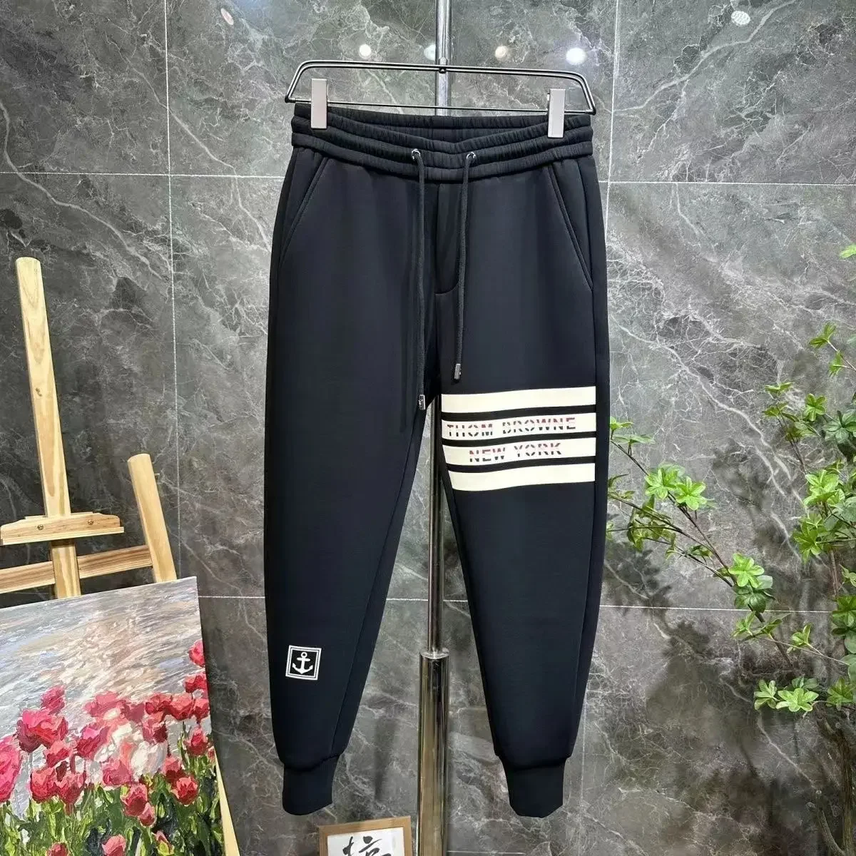 Four Bars Ankle Banded Slacks Men's Fashion High Street Windproof Western Style Slimming All-Matching Harem Sweatpants