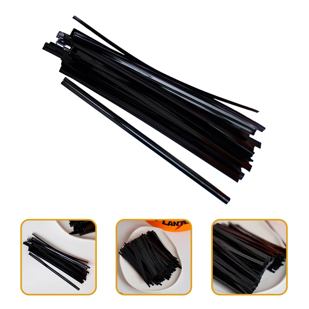 

800 Pcs Tie up Baking Wraps Ties Lollipops Black Neck Plastic Twist for Treat Bags