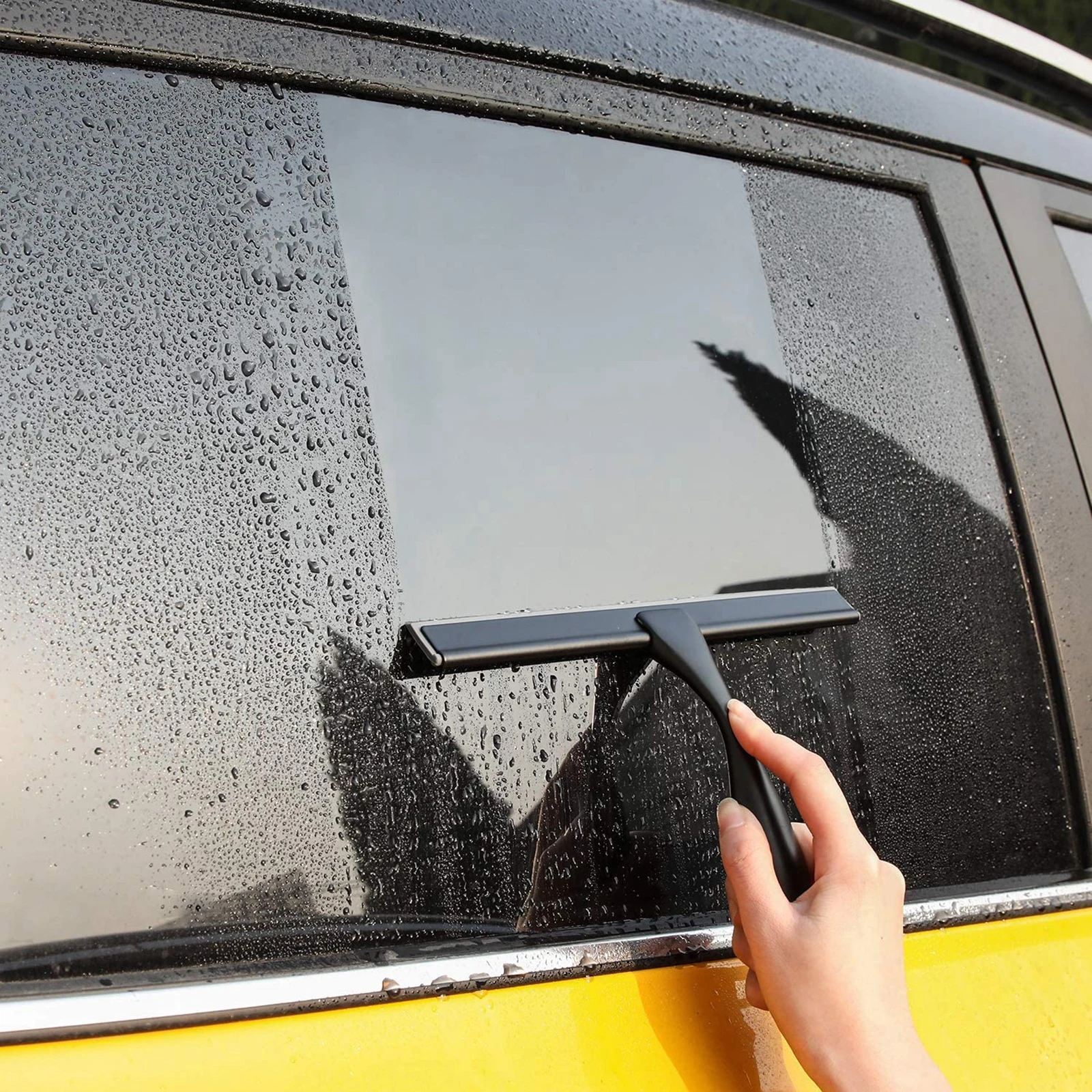 Glass Wiper with Hook Holder Stainless Steel Squeegee for Bathroom Sink Home Handheld Glass Window Cleaning Squeegee Wiper 5