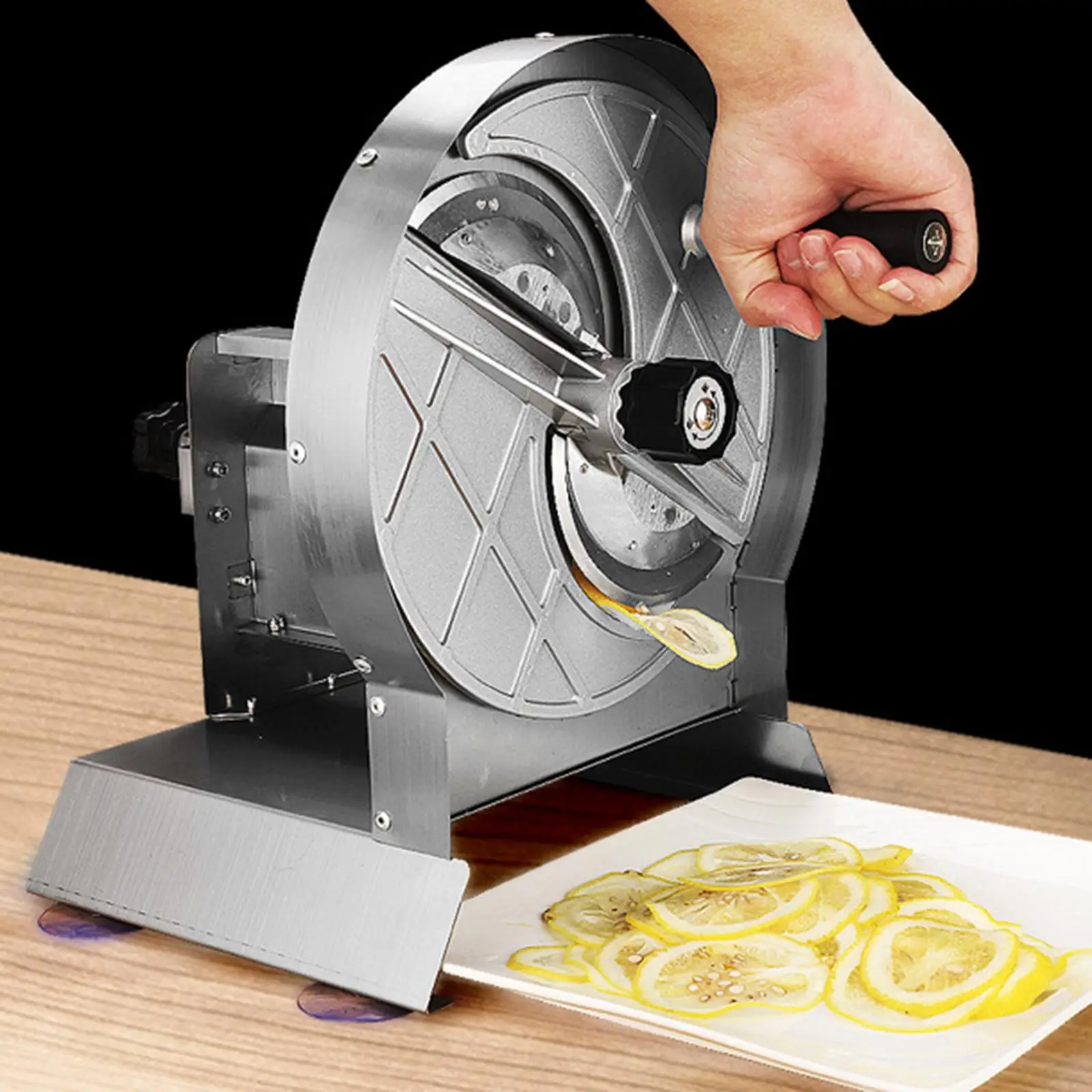 

Commercial Manual Fruit Slicer 0.2~1.0mm Adjustable Thickness Vegetable Cutter Slicing Machine for Onion Tomato Slicing Fruit