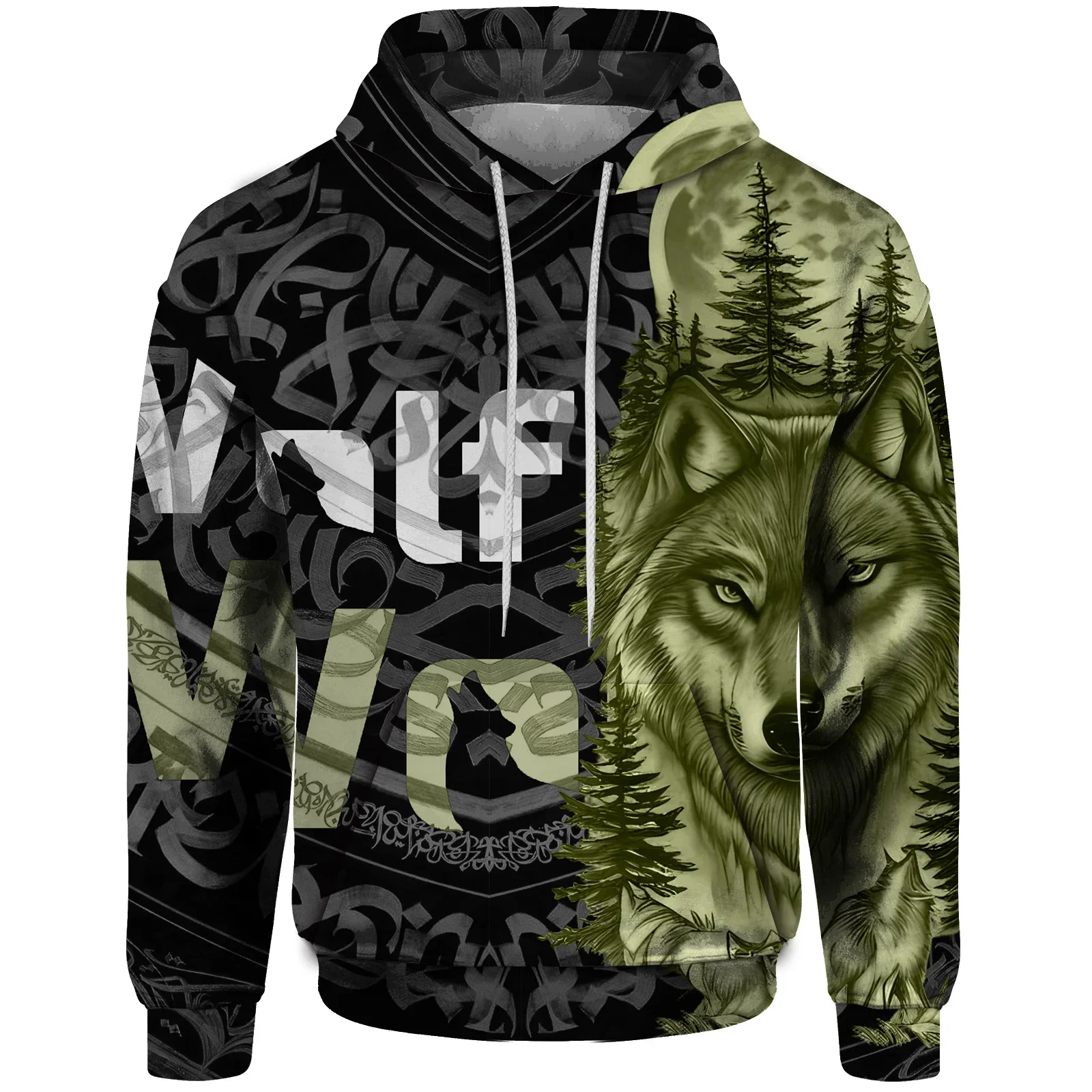 thumbnail image 1 of Sudadera con capucha holgada de otoño para hombre, sudadera con capucha para hombre, ropa Y2K para hombre, jersey con estampado de lobo súper genial, ropa de calle Harajuku, 1 of 5