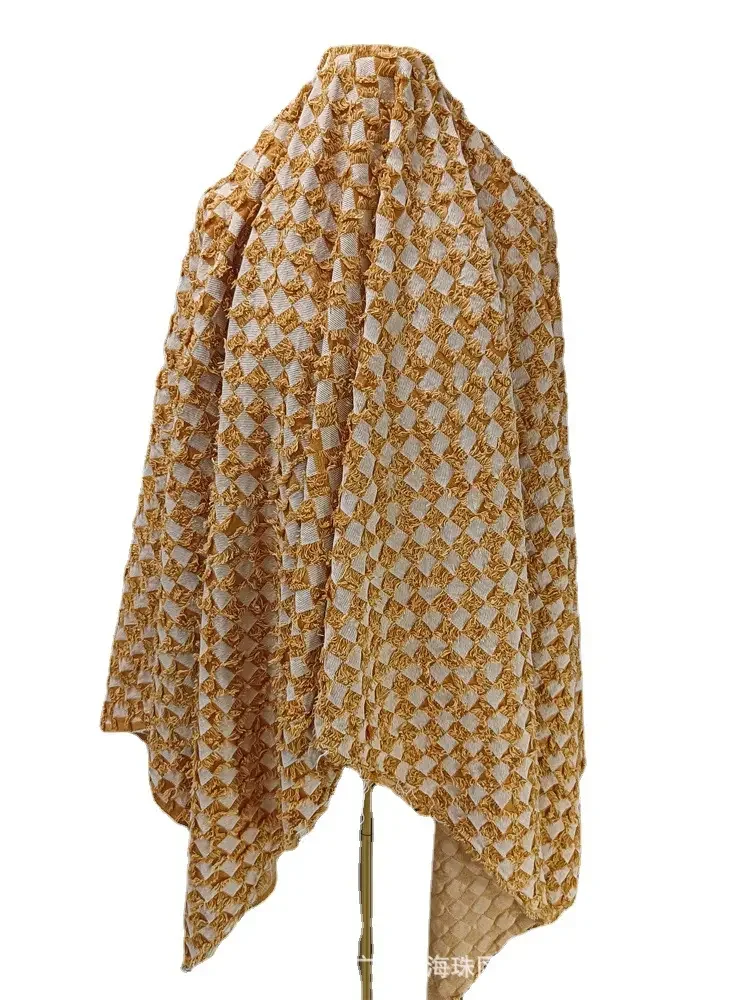 Color Cut Check Denim Jacquard Fabric Checkerboard Washed Twill Cloth Throw Pillow Luggage Garment Handmade Cloth