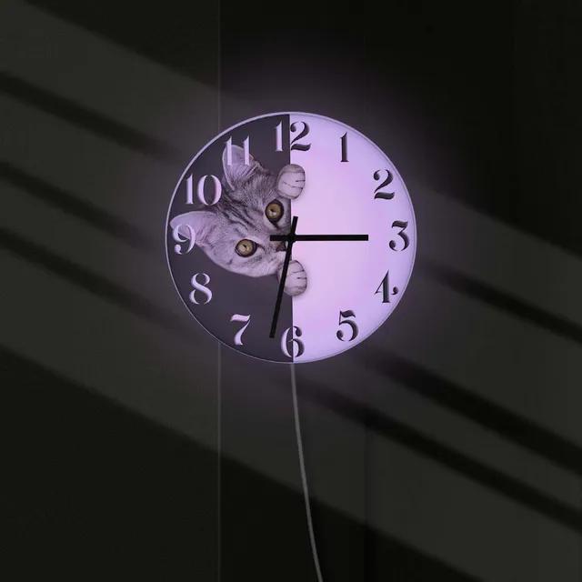 Orologio Da Parete Gatto 30 Cm - Design Carino, Silenzioso, Per Camera Bambini - Foto 3