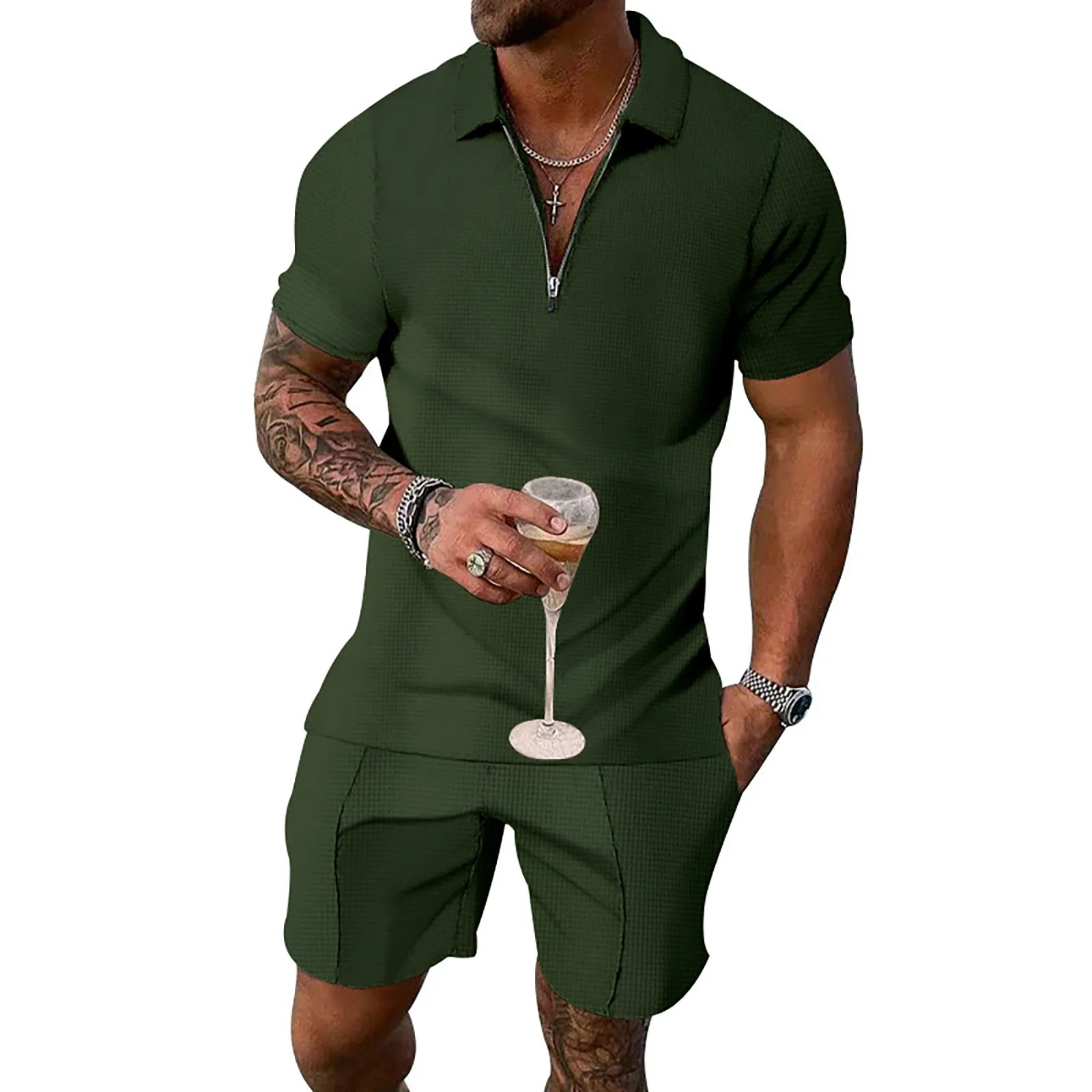 

Fashion Men Casual Set Streetwear 3D Digital Printing Short Sleeve Polo Shirt + Shorts Summer Harajuku Sportswear Men‘s Clothing