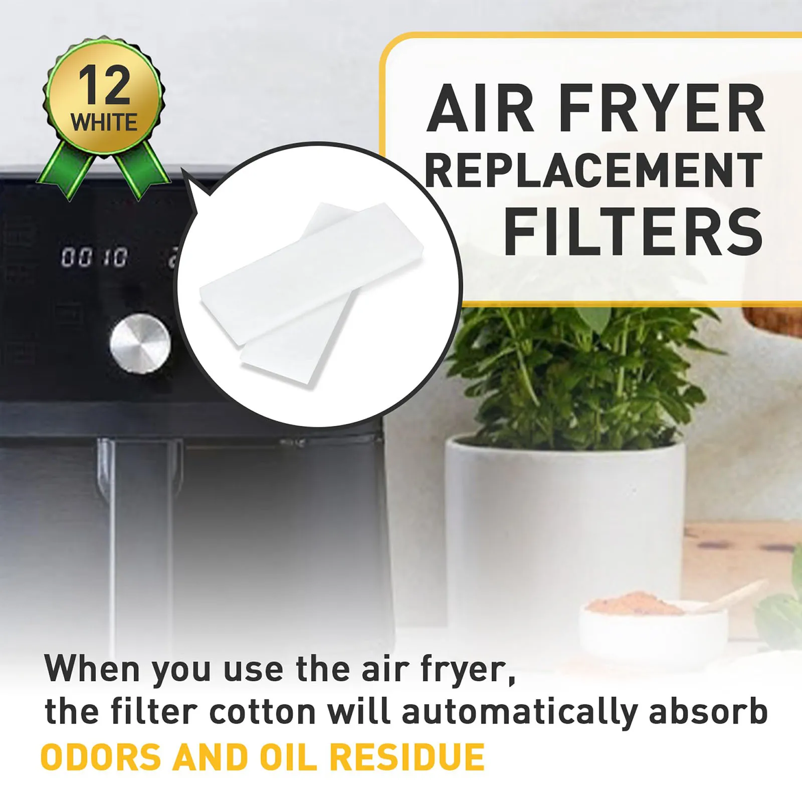 12 Pcs Air Fryer Replacement Filters for 6QT Instant Vortex Plus Air Fryer Filters for Instant Vortex 6QT with ClearCook