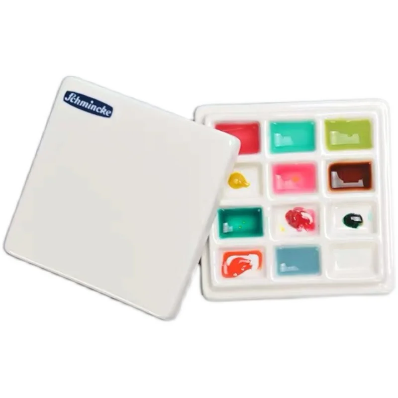 German Schmincke palette 12 grid ceramic watercolor / gouache / acrylic акварельные краски painting supplies 2