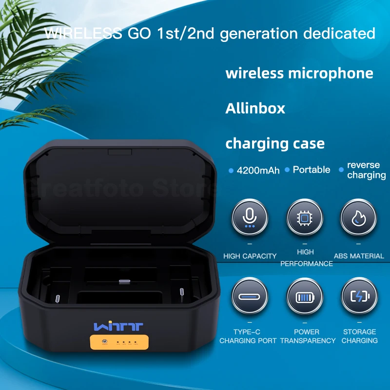 

JYYXF Charger Box Charging Case 4200mAh Power Bank For Rode Wireless GO II I Dual Channel Wireless Microphone System
