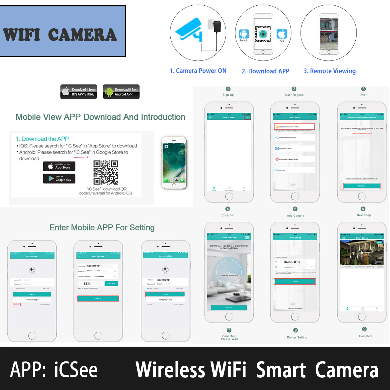 ICSee    PTZ ī޶, 2 , 2  ̺ , AI ޸ӳ̵ ,  , 1080P, 2MP