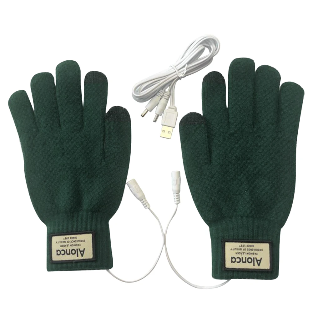 USB Warm Hand Heating Gloves Constant Temperature Hand Warmer Portable Windproof Heated Knitting Full Finger Mittens