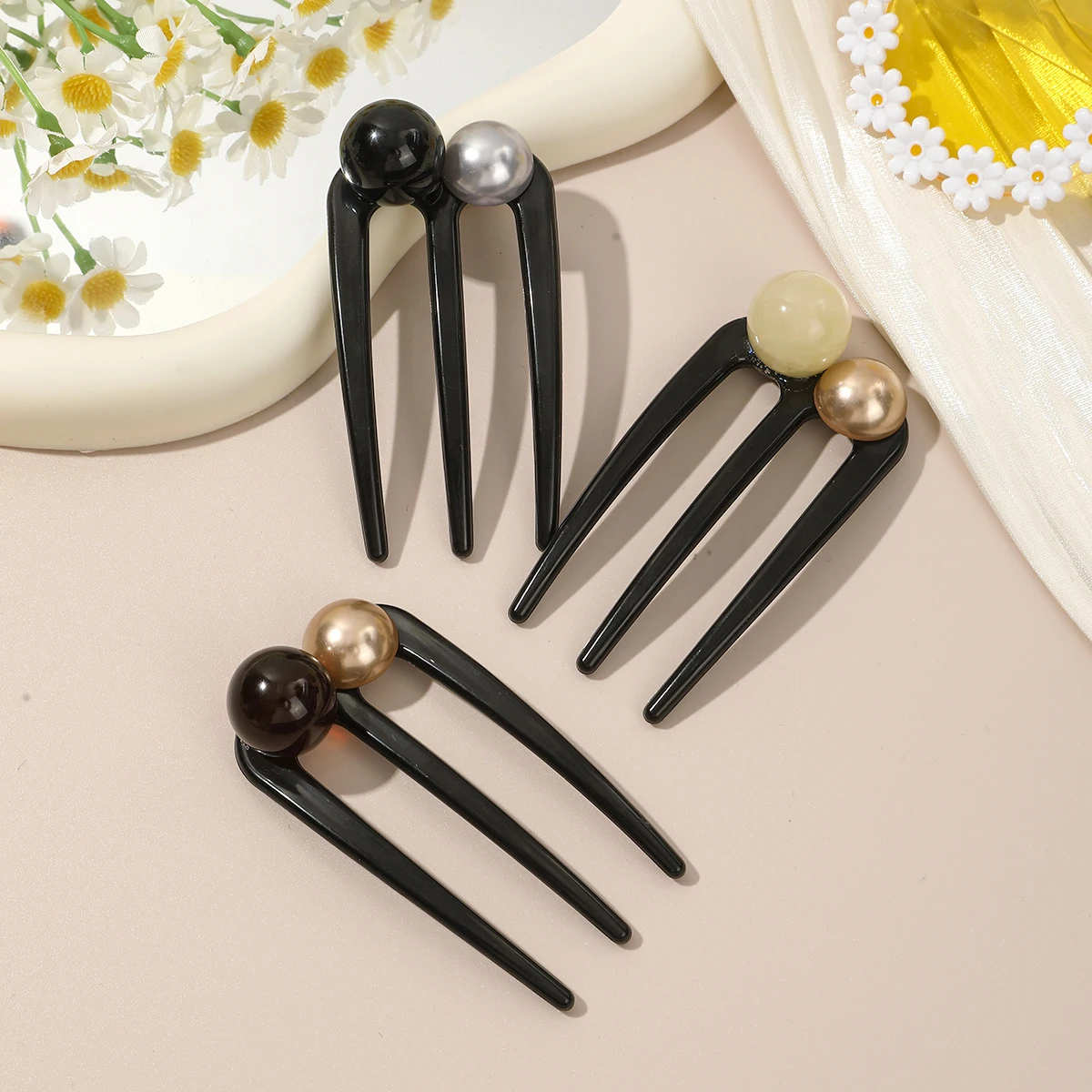 1pc Elegant Pearl Hair Stick Comb Women Temperament Hair Fork Hairpin Ladies Girls Fashion Retro Headdress Hair Accessories