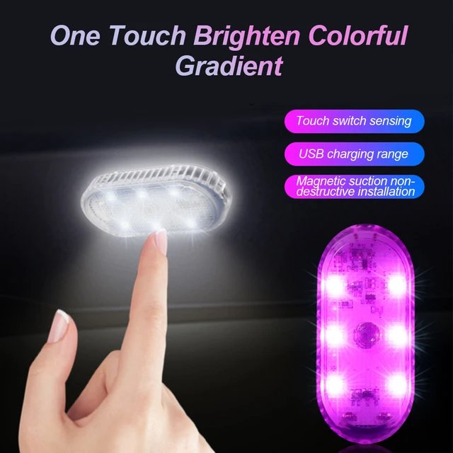 1 PC Multi Color Car Light Wireless LED Touch Light Roof Light Sensor Read Lamp Mini USB Charging Light Car Interior Accessories 2