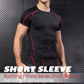 Magliette sportive a compressione estiva Maglietta da palestra per fitness da uomo Maglietta da bodybuilding a maniche corte Maglietta da corsa ad asciugatura rapida Abbigliamento sportivo da uomo
