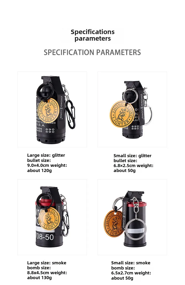 Description Picture 4 of itemMilitary Hand Grenade Model Gas Lighter, Windproof, Creative, Cigarette Accessories, Men's Small Gifts and Collections