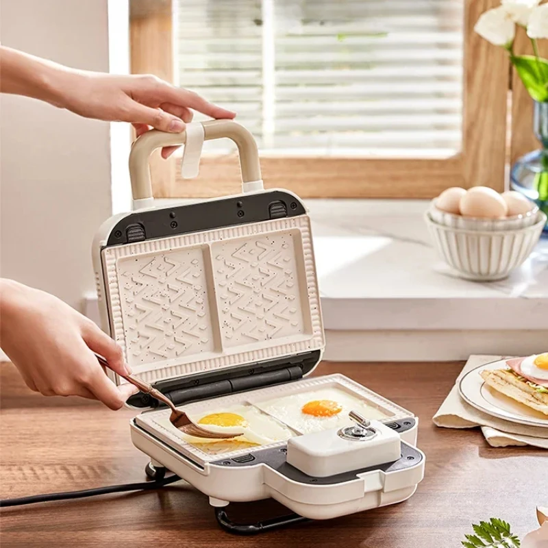 Dual Plate Breakfast Maker, MultiFunction Waffle and Sandwich Toaster for Home Use, Quick Cook Appliance, Easy Clean Surface 3