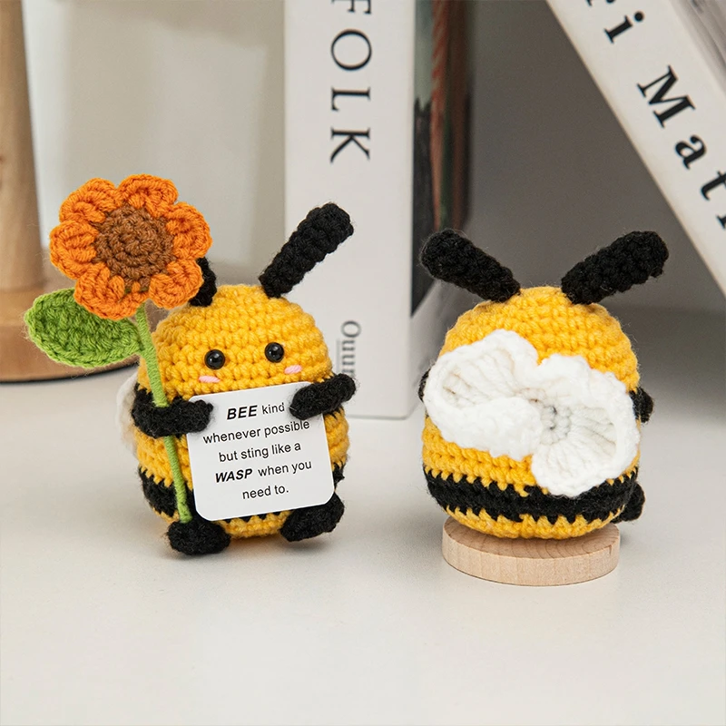Good Luck Crochet Gift Yorkspred Funny Positive Bee Mini Crochet Bee With Positive Affirmations Cards For Inspirational Novelty Gifts And Party Decorations Small Gifts For Women