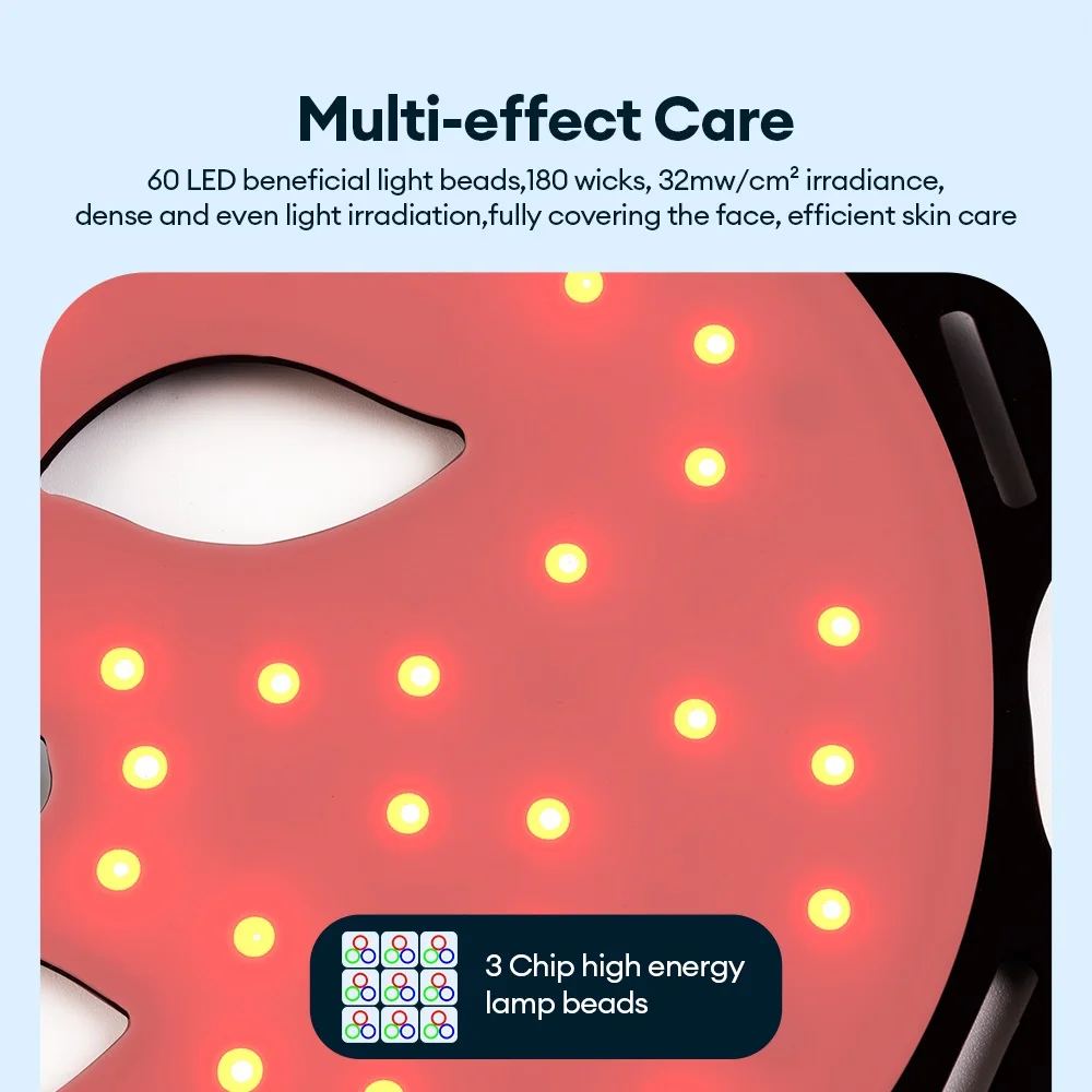 7 Colors LED Photon Face Silicone Mask Flexible Facial Beauty Mask LED Light Rejuvenation Anti-Wrinkle Skin Care Wireless Use