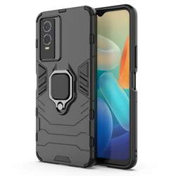 Magnetic Suction Stand Full Cover Case for Vivo V21E 5G (DarkBlack)