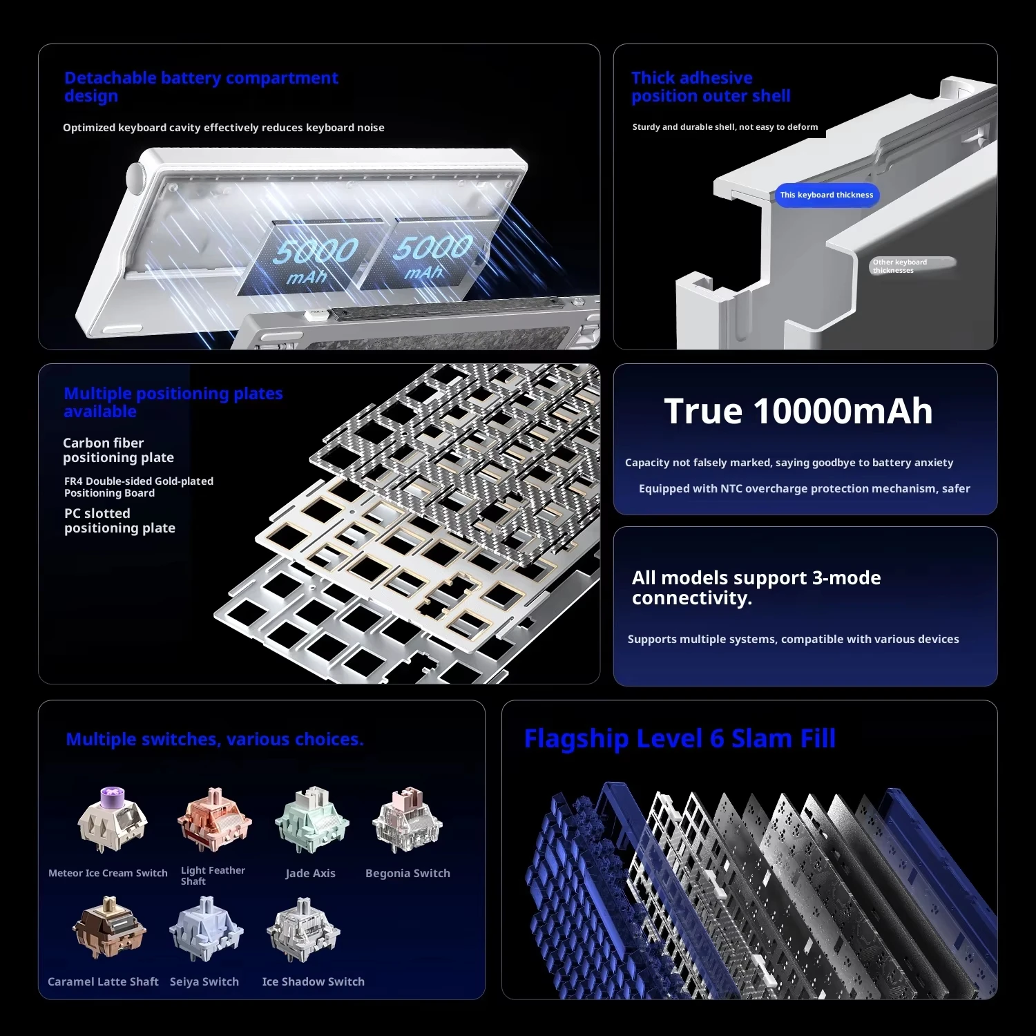 브랜드 뉴 AULA NOVA75 3모드 기계식 키보드 게이밍 키보드 10000mAh E-스포츠 커스텀 기계식 유선 키보드 액세서리