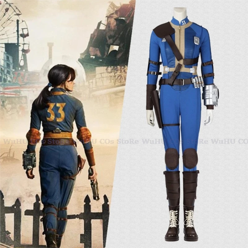 

Fall Cos Out Lucy Cosplay Costume Vault 33 Uniform Prop Shoes Women Female Male Survivor Suit Jumpsuit Halloween Party Cosplay