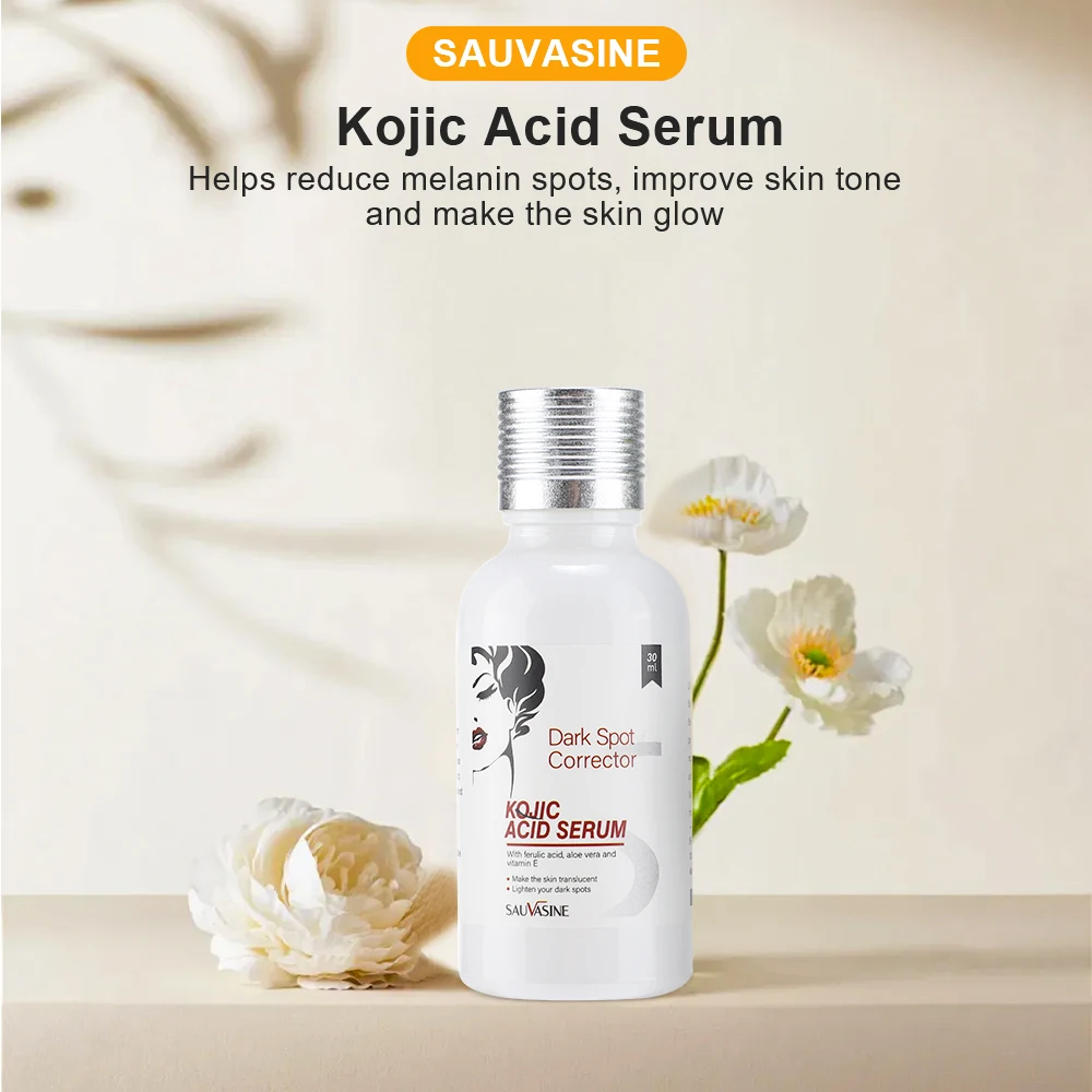 30ml Kojic Acid Serum Strong Brightening Whitening Cream Spots Fine Lines Lighten Skin Tone Rejuvenating Antiage Face Skin Care 5