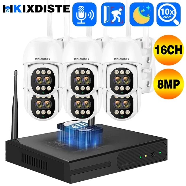 10X Zoom 8MP Dual Lens WiFi Smart PTZ IP Camera Surveillance System With Color Night Vision Auto Tracking 16CH NVR CCTV System 1