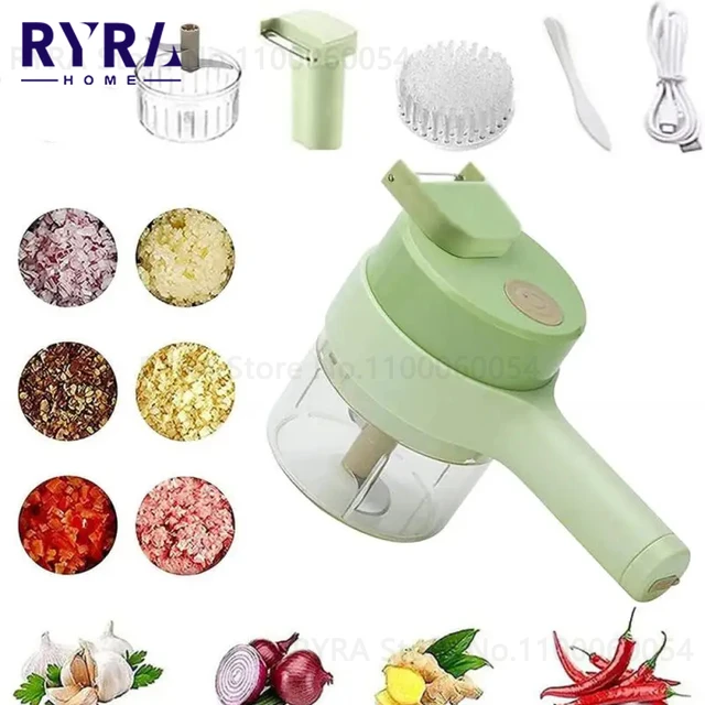 4 1 Handheld Electric Vegetable Cutter Set  Electric Vegetable Cutting  Machines - Fruit & Vegetable Tools - Aliexpress