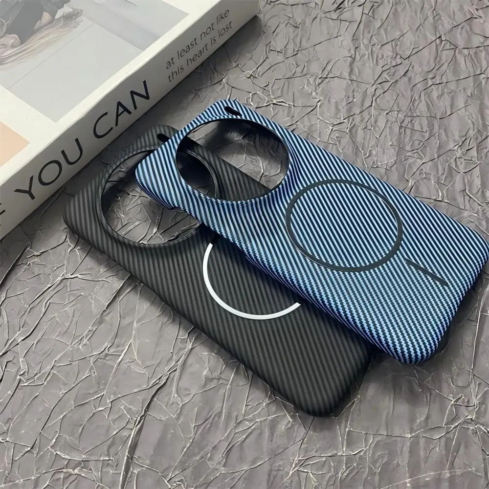 Carbon Fiber Kevlar Half Frame Magnetic Phone Case with Wireless Charging Compatibility