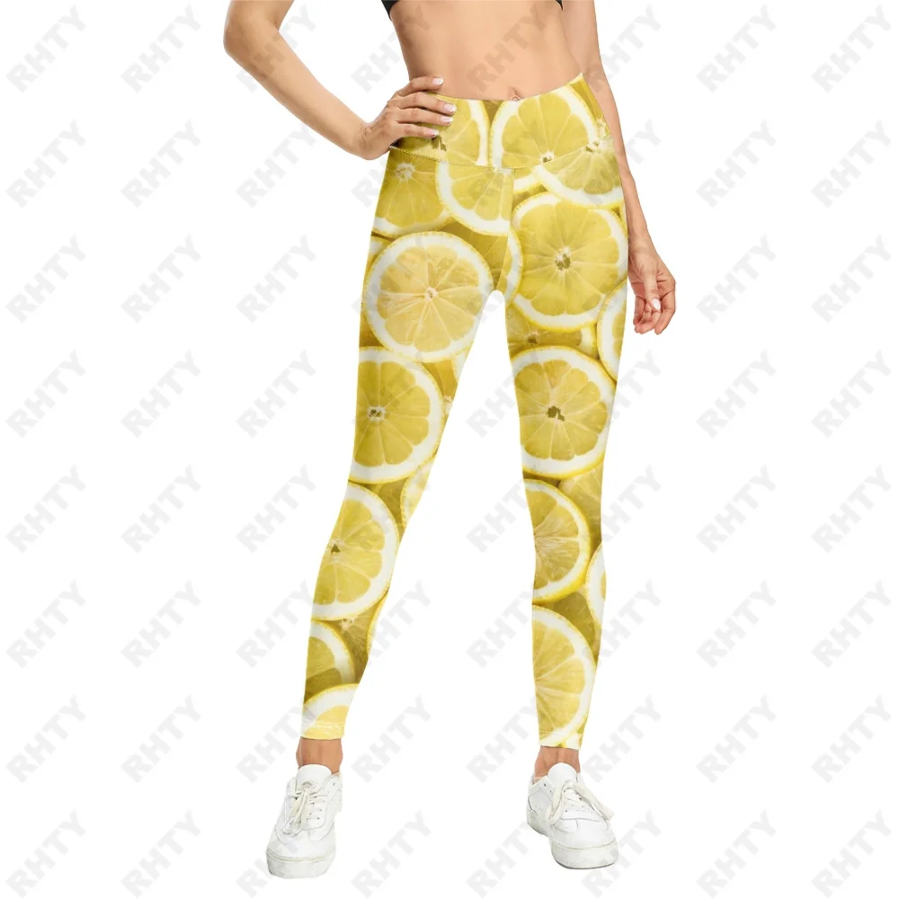 Lemon Creative Fruit Yellow Brand 3D Print Girl Leggings High