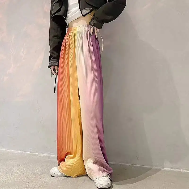 Gradient Straight Pants Joggers For Women Sweatpants 2022 Spring Thin Breathable Beam Feet Harem Pants Waist Trousers Streetwear corduroy pants