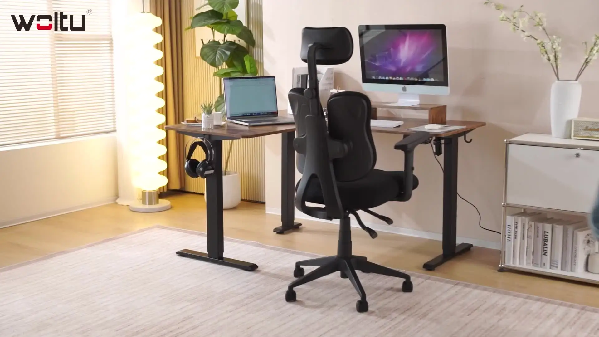 ACXIN 140 x 60 cm, in hoogte verstelbaar bureau, elektrisch, computertafel met 3-voudige geheugenfunctie, type C oplaadpoort en bekerhouder