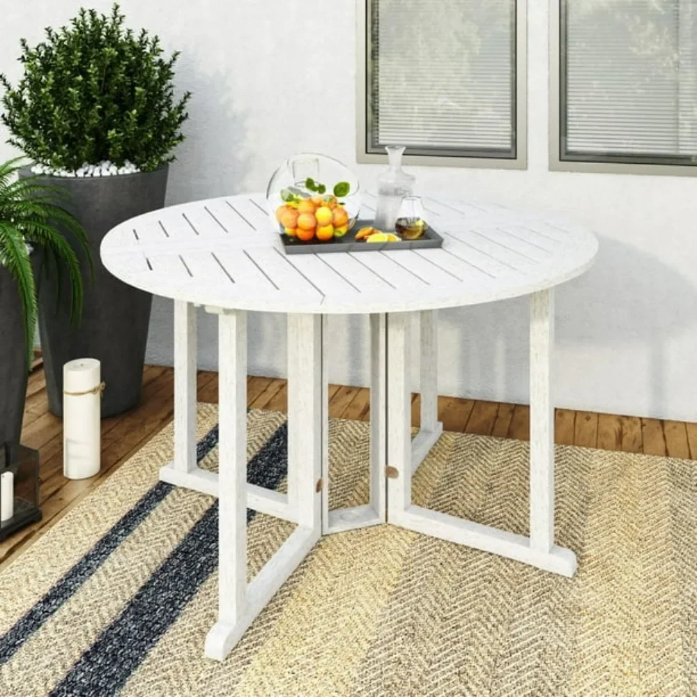 

Miramar Solid Hardwood Outdoor Drop Leaf Collapsible and Portable Round Dining Table