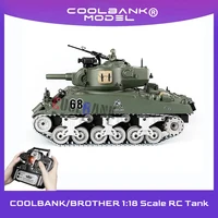 COOLBANK 1/18 2.4G RC Tank US. M4A3 Infrared Remote Control Main Battle Tank Model, WWII Tank RC Military Vehicle Model For Boys 1