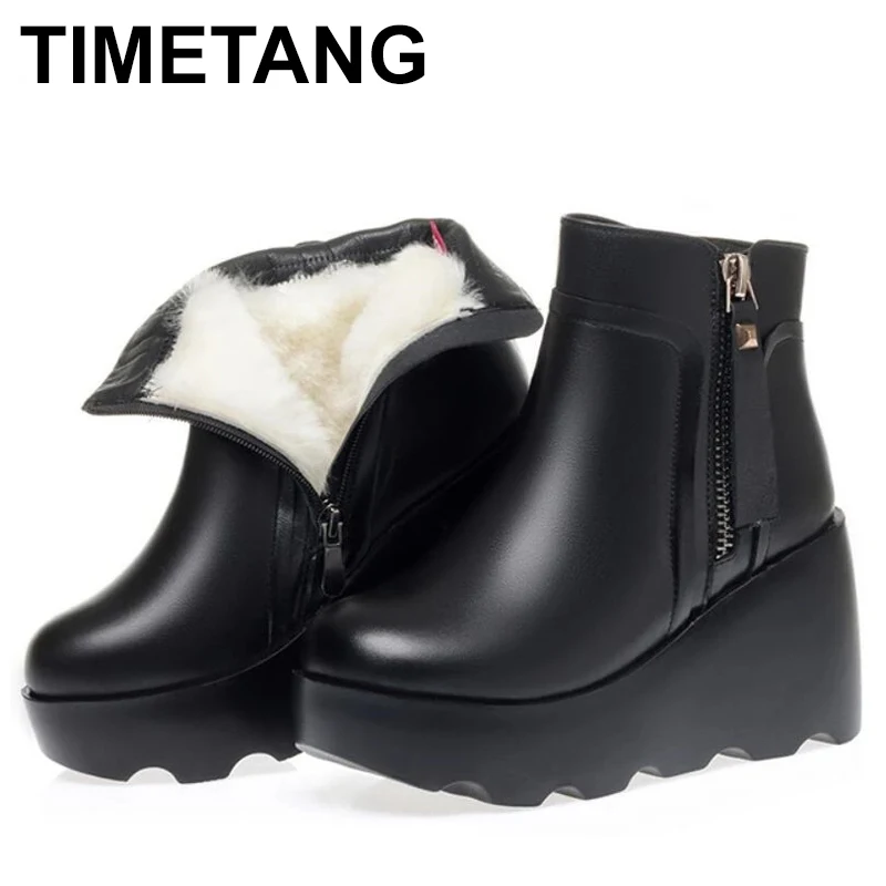 

Short Boots Female National Style Retro Women's Boots 2024 Winter Genuine Leather Boots Wedge With Thick Sole Flat Shoe