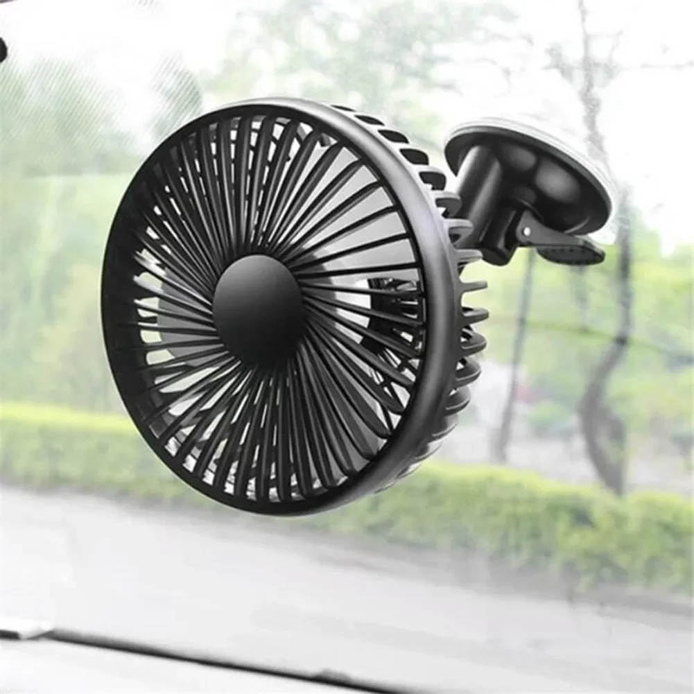 12V/24V 360 Degree All-Round Adjustable Car Air Cooling Dual Head Fan Low Noise Car Cooler Air Fan Accessory