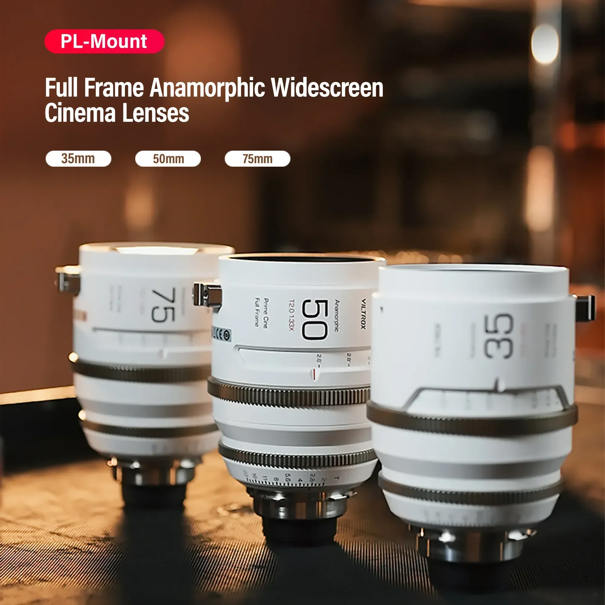 VILTROX 35mm 50mm 75mm T2.0 1.33X PL 마운트 아나모픽 프라임 시네 렌즈