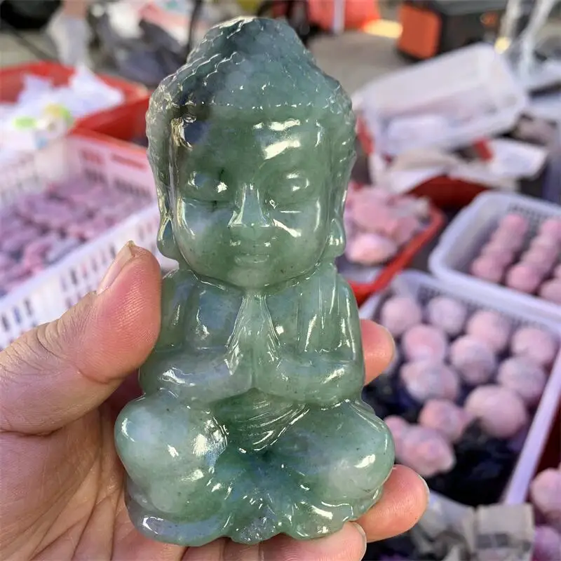 12 см натуральний зелений авантюрин Будда різьблення кристал цілющий феншуй мода для прикраси дому щасливий подарунок 1шт
