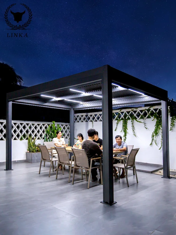 

3m x 4m Terrace Luxury Garden Gazebo Patio Cover Roof Canopy Louver Roof Aluminum Pergola