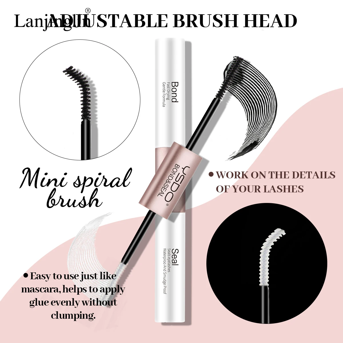 1PC 2 in 1 Bond and Seal/Lock Dual-Ended Eyelash Glue Waterproof Fast Drying Glue and Sealer Strong Hold Cluster Lash Glue Tools 4