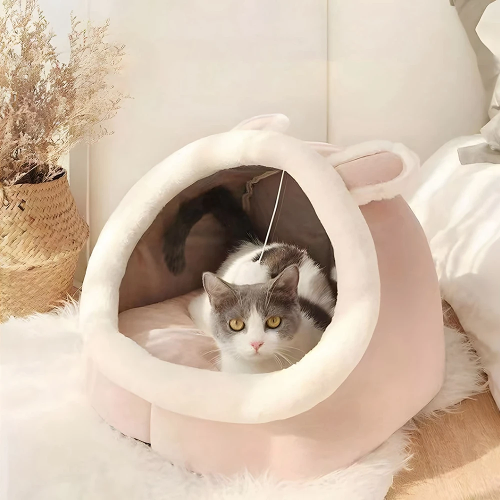 Cat Bed House Kennel Nest Round Pets Sleeping Cave Kitten Beds Pet Basket Cozy Kitten Lounger Cushion Cat House Tent Dog Houses 5