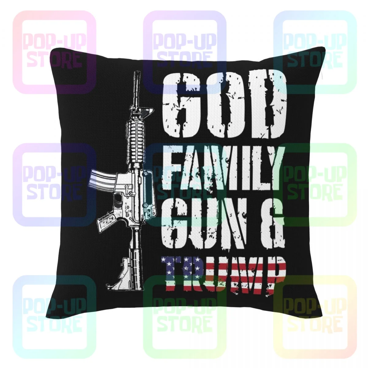 God Family Pistole Donald Trump Newpatriotic American Gun Diritti Lino Federa Copriletto Personalizzato