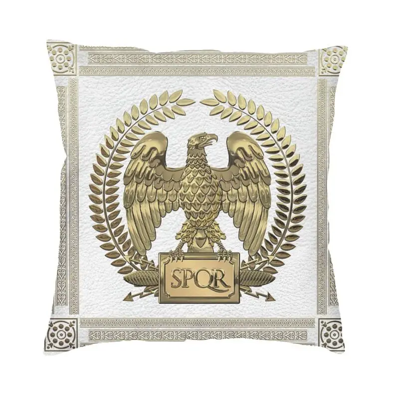 

Квадратная наволочка с римской империей SPQR, украшение для дома, золотой Императорский Орлан над белой кожей, чехол для подушки
