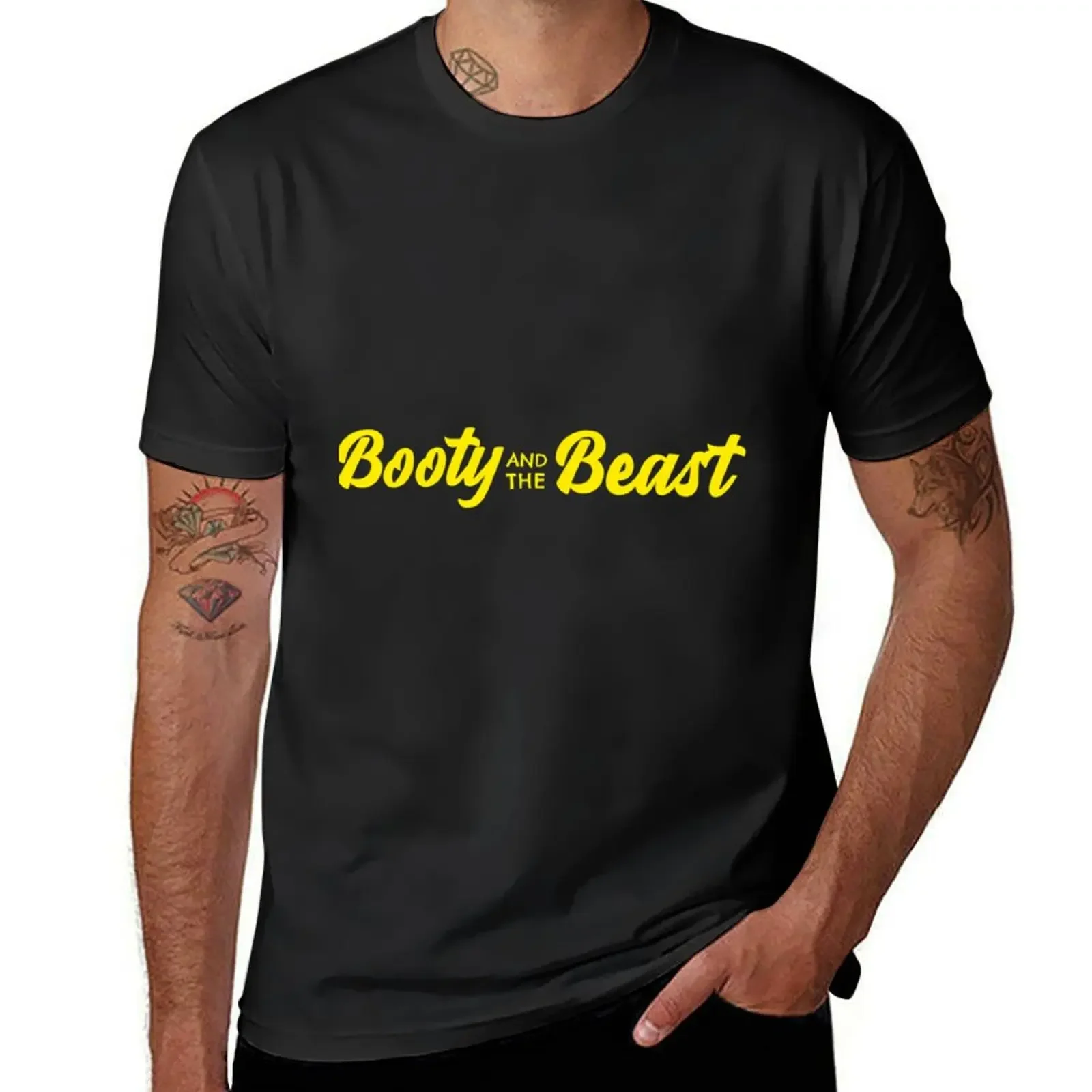

Booty And The Beast Cartoon Pun Fitness Design \t T-shirt heavyweights customizeds quick drying mens big and tall t shirts