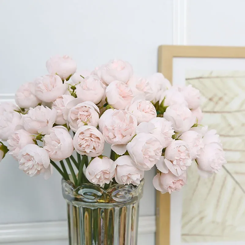 Luxurious Rose Pink Peony Silk Bouquet - Elegant Faux Floral Arrangement for Home and Wedding Decor