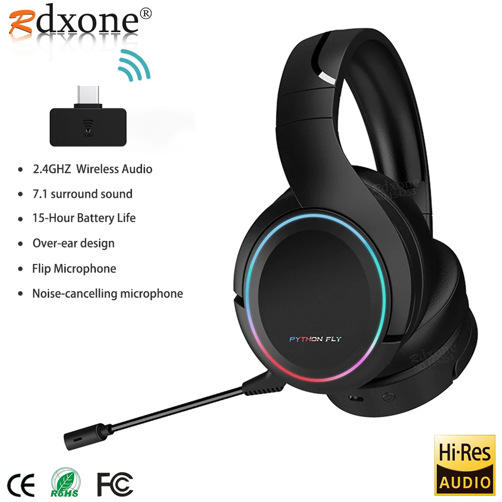 2.4G Wireless Gaming Headset 3.5mm Wired Sport Headset Over Ear Headset With Mic 7.1 Surround for PS5 PS4 PC Laptop mini speaker for laptop