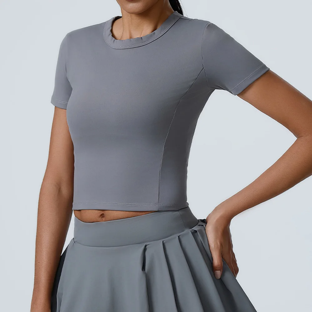 Yoga Sports High Elastic T-Shirt Women Fitness Top Short Sleeves Dance Clothes Running Shirts Gym Push Up Workout Top Tee