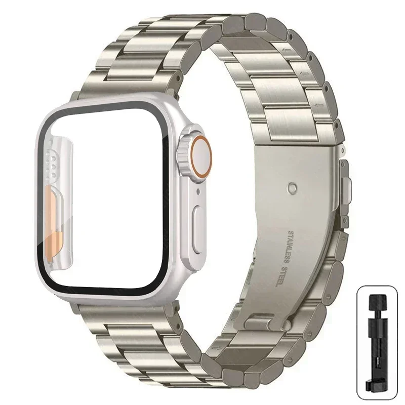 Elegant Stainless Steel Watch Strap with Ultra Case