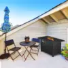Outside Garden Backyard Deck Patio Fire Pit Propane Gas FirePit Table 43" Outdoor Fire Pit Rectangular Tabletop with Lid 5