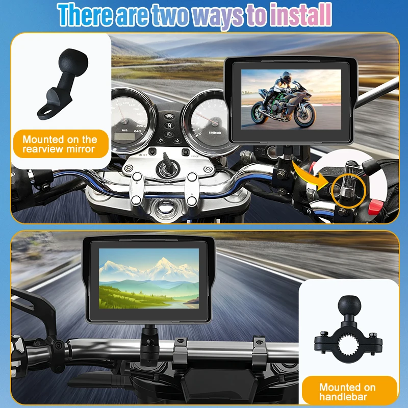 Portable 5 inch Motorcycle LCD Display Wireless Apple Carplay Android Auto Moto Car Play Bluetooth Waterproof Moto Monitor