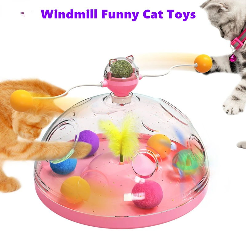 

Cat Puzzle Toys Indoor for Kitten Interactive Games Spinning Track Balls&Feather Teaser Toy Stimulation Brain Treasure Chest